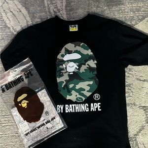 bape woodland camo tee black